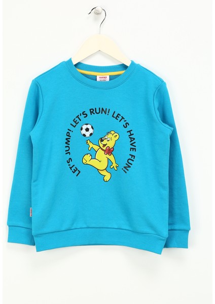 Baskılı Erkek Çocuk Turkuaz Sweatshırt HRBTXT305 Haribo Çocuk Sweatshirt