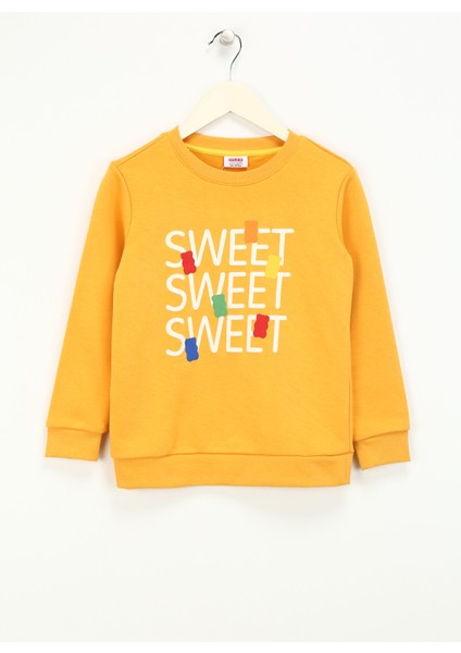 Kabartma Kız Çocuk Hardal Sweatshırt HRBTXT306 Haribo Çocuk Sweatshirt
