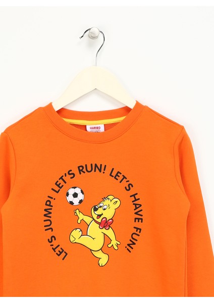 Baskılı Erkek Çocuk Turuncu Sweatshırt HRBTXT305 Haribo Çocuk Sweatshirt modelleri