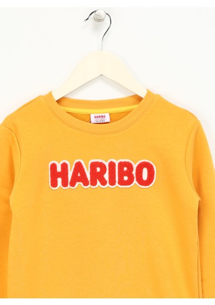 Işlemeli Kız Çocuk Hardal Sweatshırt HRBTXT308 Haribo Çocuk Sweatshirt