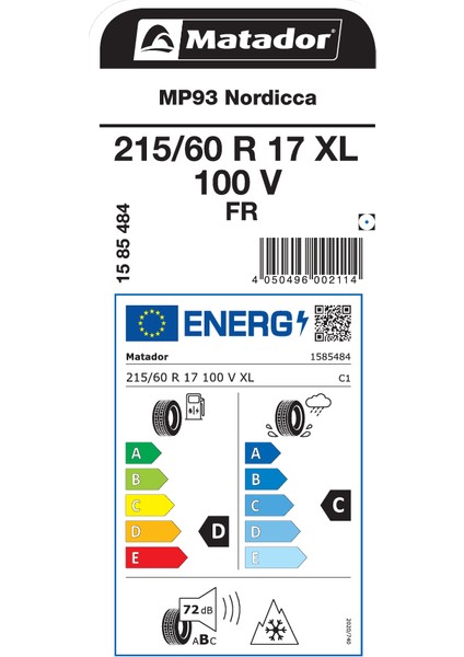 215/60 R17 100V Xl Fr Mp93 Nordicca Oto Kış Lastiği ( Üretim Yılı: 2023 ) modelleri