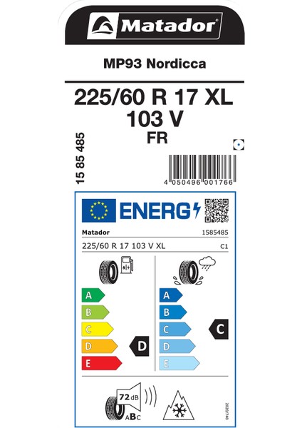 225/60 R17 103V Xl Fr Mp93 Nordicca Suv Kış Lastiği ( Üretim Yılı: 2023 )