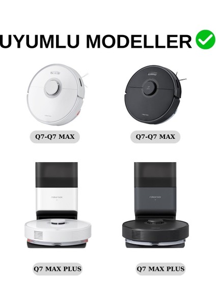 Roborock Q7 Max Ultra Hepa Filtre,Fırça,Roborock Q7 Max Q7 Max+ Q7 Ultra Plus Yedek Aksesuar Seti-5 Parça