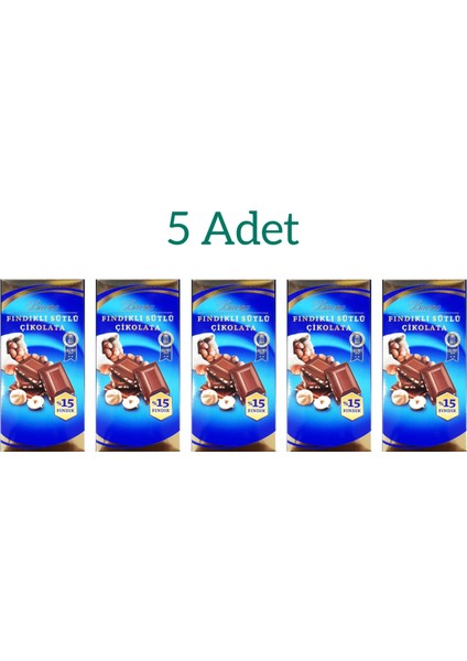 Fındıklı Sütlü Tablet Çikolata 80 gr 5'li Paket