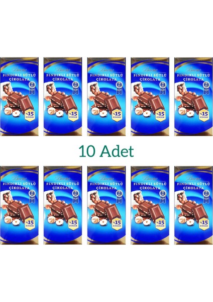 Fındıklı Sütlü Tablet Çikolata 80 gr 10'lu Paket