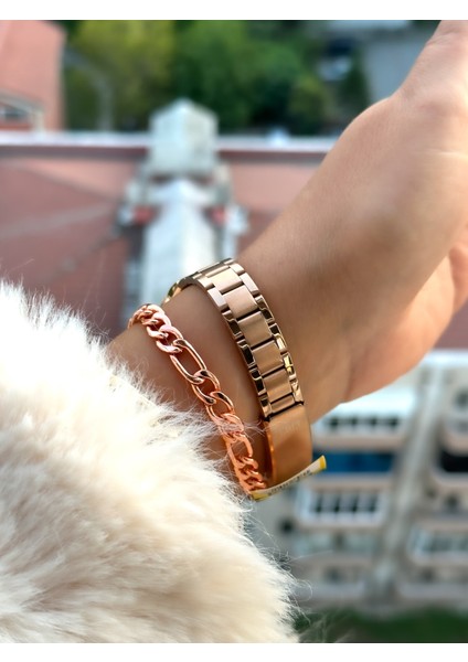 Marka Çelik Kordon,sugeçirmez,2yıl Garantili Rose Renk Küçük Kasa Taşlı Kadın Kolsaati+Bileklik indirimleri