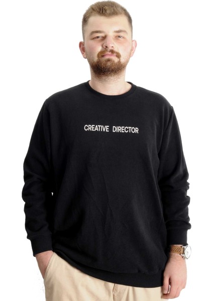Büyük Beden Erkek Sweat Kuplu Creative Director 23167 Siyah fırsatları