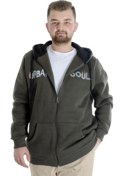Erkek Sweat Kapşonlu Fermuarlı 22531 Haki
