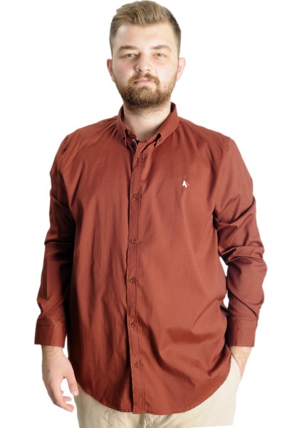 Büyük Beden Erkek Gömlek U.kol Tom Oxford 23303 Mürdüm