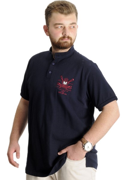 Büyük Beden T-Shirt Hakim Yaka Yatching 22327 Lacivert fiyatları