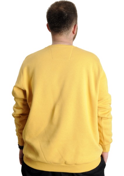 Büyük Beden Erkek Sweatshirt Bisiklet Yaka Man Official 23528 Hardal fırsatları