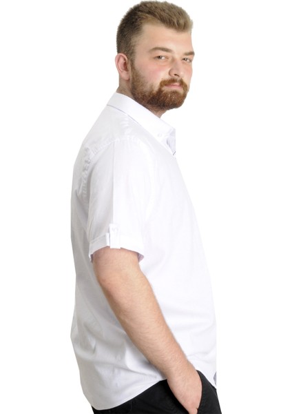 Erkek Büyük Beden Gabardin Gömlek Introvert 23304 Beyaz