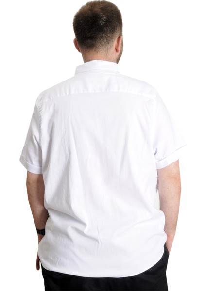 Erkek Büyük Beden Gabardin Gömlek Introvert 23304 Beyaz
