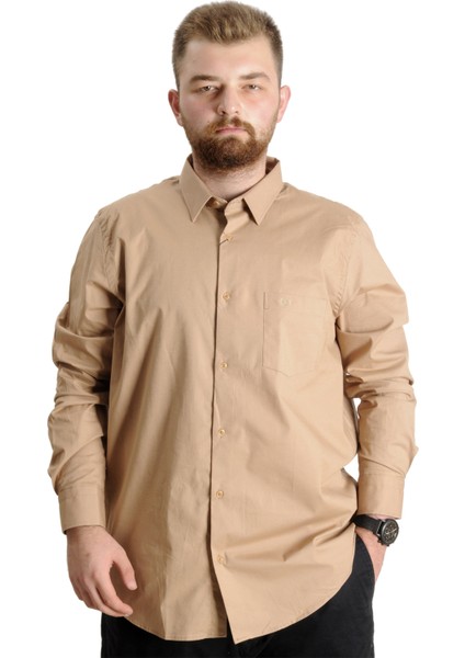Büyük Beden Erkek Ukol Cep Lycra Poplin 20350 Kahverengi