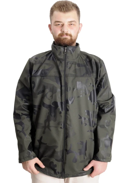 Büyük Beden Erkek Mont Waterproof Softshell 23232 Haki