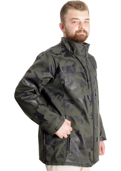 Büyük Beden Erkek Mont Waterproof Softshell 23232 Haki