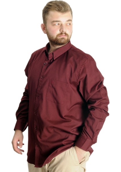 Büyük Beden Erkek Gömlek U.kol Cepli Oxford 20366 Bordo fiyatları