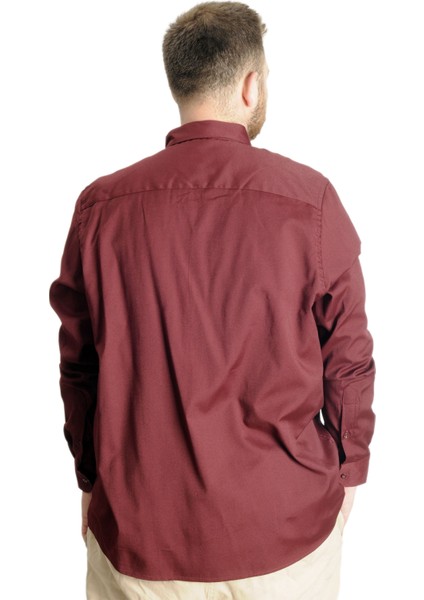 Büyük Beden Erkek Gömlek U.kol Cepli Oxford 20366 Bordo fırsatları