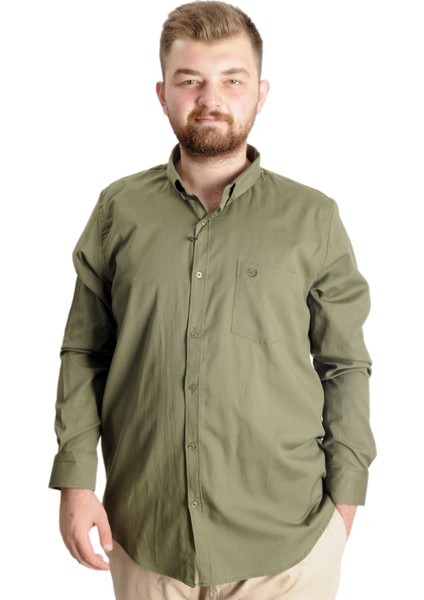 Büyük Beden Erkek Gömlek U.kol Cepli Oxford 20366 Haki