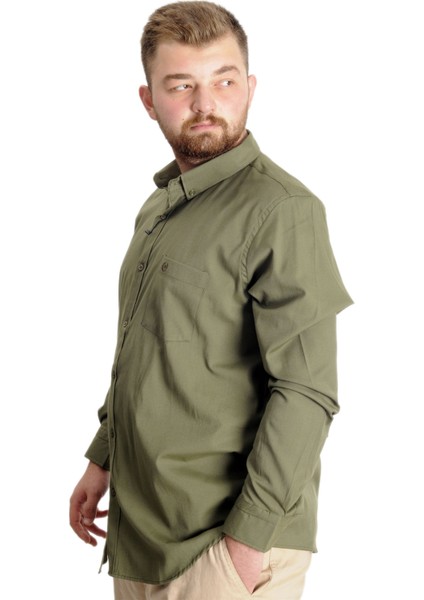 Büyük Beden Erkek Gömlek U.kol Cepli Oxford 20366 Haki fiyatları