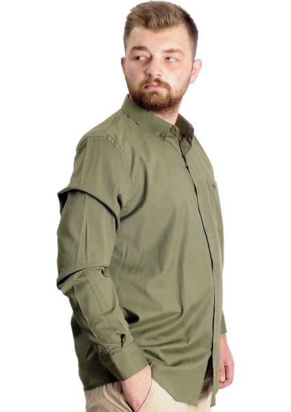 Büyük Beden Erkek Gömlek U.kol Cepli Oxford 20366 Haki modelleri