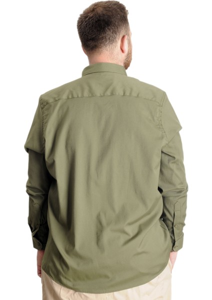 Büyük Beden Erkek Gömlek U.kol Cepli Oxford 20366 Haki fırsatları