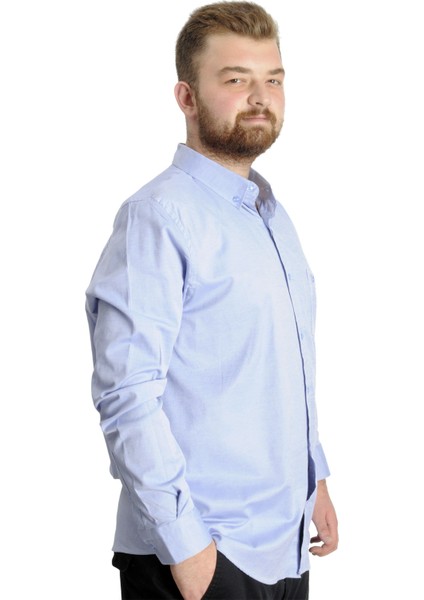 Büyük Beden Erkek Gömlek U.kol Cepli Oxford 20366 Mavi modelleri