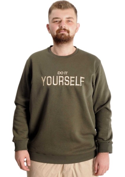 Büyük Beden Erkek Sweat Bisyaka Do It Yourself 23168 Haki