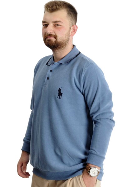 Büyük Beden Erkek Sweat Polo Selanik Horse 23442 Mavi fiyatları