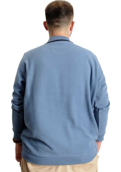 Büyük Beden Erkek Sweat Polo Selanik Horse 23442 Mavi fırsatları