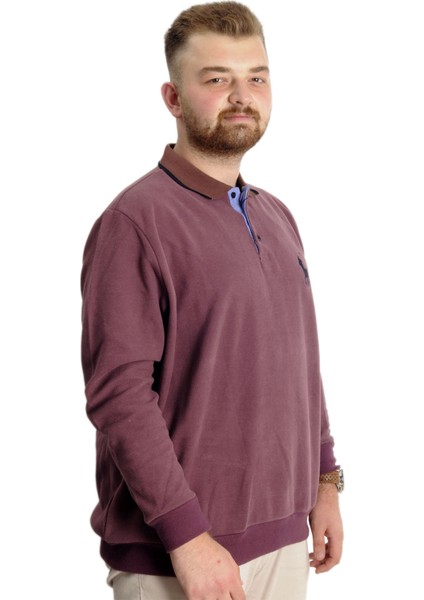 Büyük Beden Erkek Sweat Polo Selanik Horse 23442 Gül Kurusu modelleri