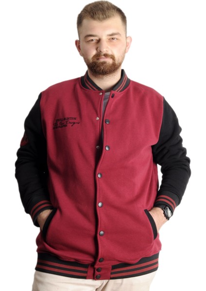 Büyük Beden Erkek Kolej Mont Spor Ceket 23628 Bordo