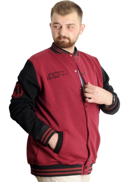 Büyük Beden Erkek Kolej Mont Spor Ceket 23628 Bordo modelleri