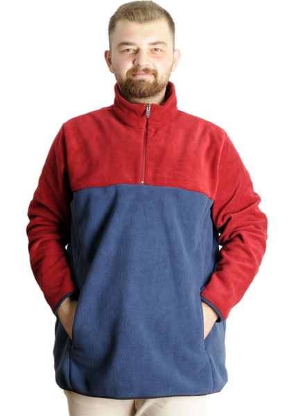 Erkek Sweat Polo Yaka Yarım Fermuarlı Polar 22552 Indigo