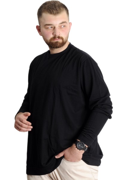 Büyük Beden Erkek Bisiklet Yaka Basic Sweat 22556 Siyah fiyatları
