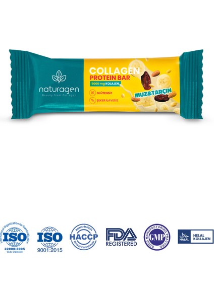 (5.000 Mg Collagen) Protein Bar Muz+tarçın Glutensiz,sağlıklı Atıştırmalık 35 Gr X 1 Adet