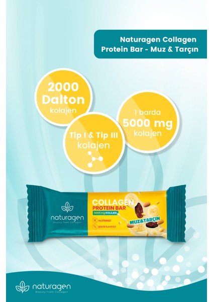 (5.000 Mg Collagen) Protein Bar Muz+tarçın Glutensiz,sağlıklı Atıştırmalık 35 Gr X 1 Adet