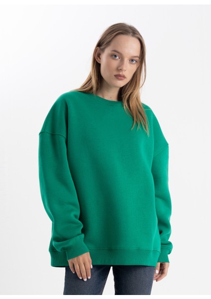 Unisex Oversize Yeşil Sweatshirt Oversize