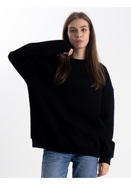 Pull The Hood Unisex Oversize Siyah Sweatshirt Oversize