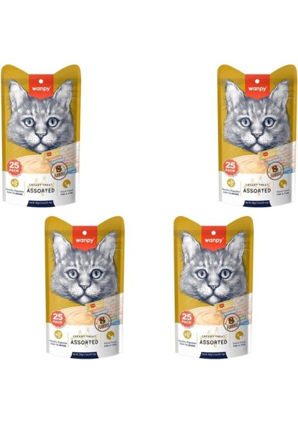 Karışık 8 Lezzetli Krema Kedi Ödülü 25X14 gr x 4 Adet