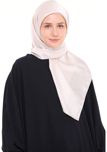 Kadın Saten Krep Düz Parlak Abiye Eşarp - Koyu Krem