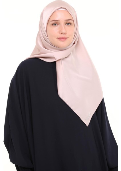 Kadın Saten Krep Düz Parlak Abiye Eşarp - Pudra