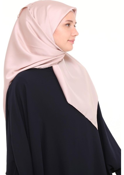 Kadın Saten Krep Düz Parlak Abiye Eşarp - Pudra fiyatları