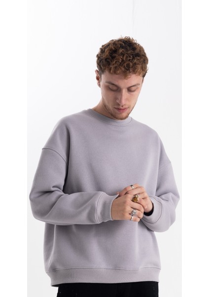 Unisex Oversize Gri Sweatshirt Oversize