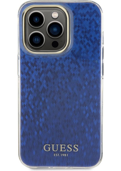 iPhone 15 Pro Max Uyumlu Kılıf Guess Orjinal Lisanslı Yazı Logolu Mirror Disco Kapak Mor