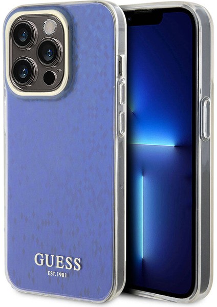 iPhone 15 Pro Max Uyumlu Kılıf Guess Orjinal Lisanslı Yazı Logolu Mirror Disco Kapak Mor