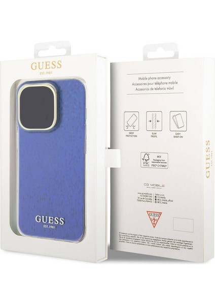iPhone 15 Pro Max Uyumlu Kılıf Guess Orjinal Lisanslı Yazı Logolu Mirror Disco Kapak Mor