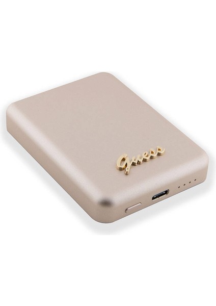 Orjinal Lisanslı Magsafe Şarj Özellikli Metal Yazı Logolu Powerbank 3000MAH 5W Gold modelleri