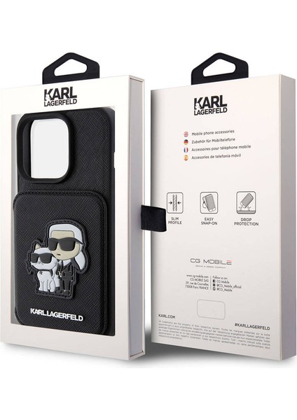 iPhone 15 Pro Uyumlu Kılıf Standlı Kartlıklı Saffiano K&c Logo Orjinal Lisanslı Siyah indirimleri