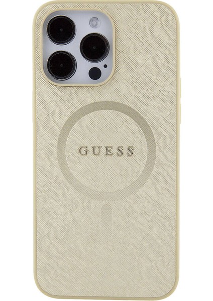 iPhone 15 Pro Max Kılıf Guess Orjinal Lisanslı Magsafe Şarj Özellikli Yazı Logolu Saffiano Krem fırsatları